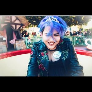 Faux leather studded/embroidered Moto jacket